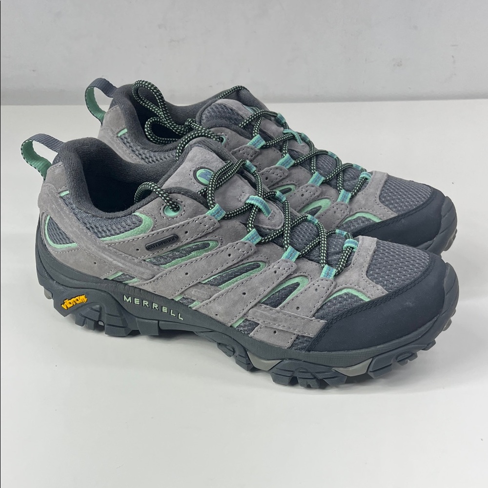 New Merrell Women's Moab 2 Vent Hiking Shoe Granite/Aqua Size 10.5 - Picture 2 of 7